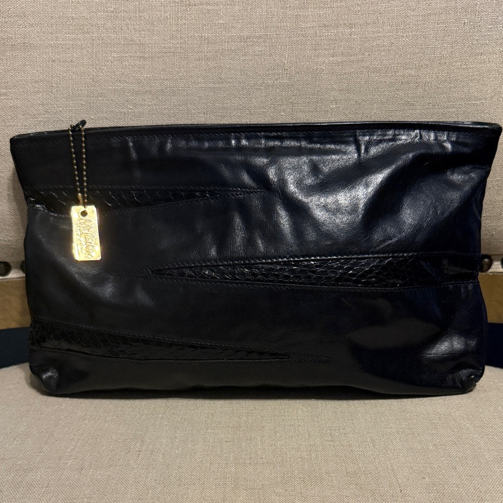 Vintage Black Leather Toiletry Bag